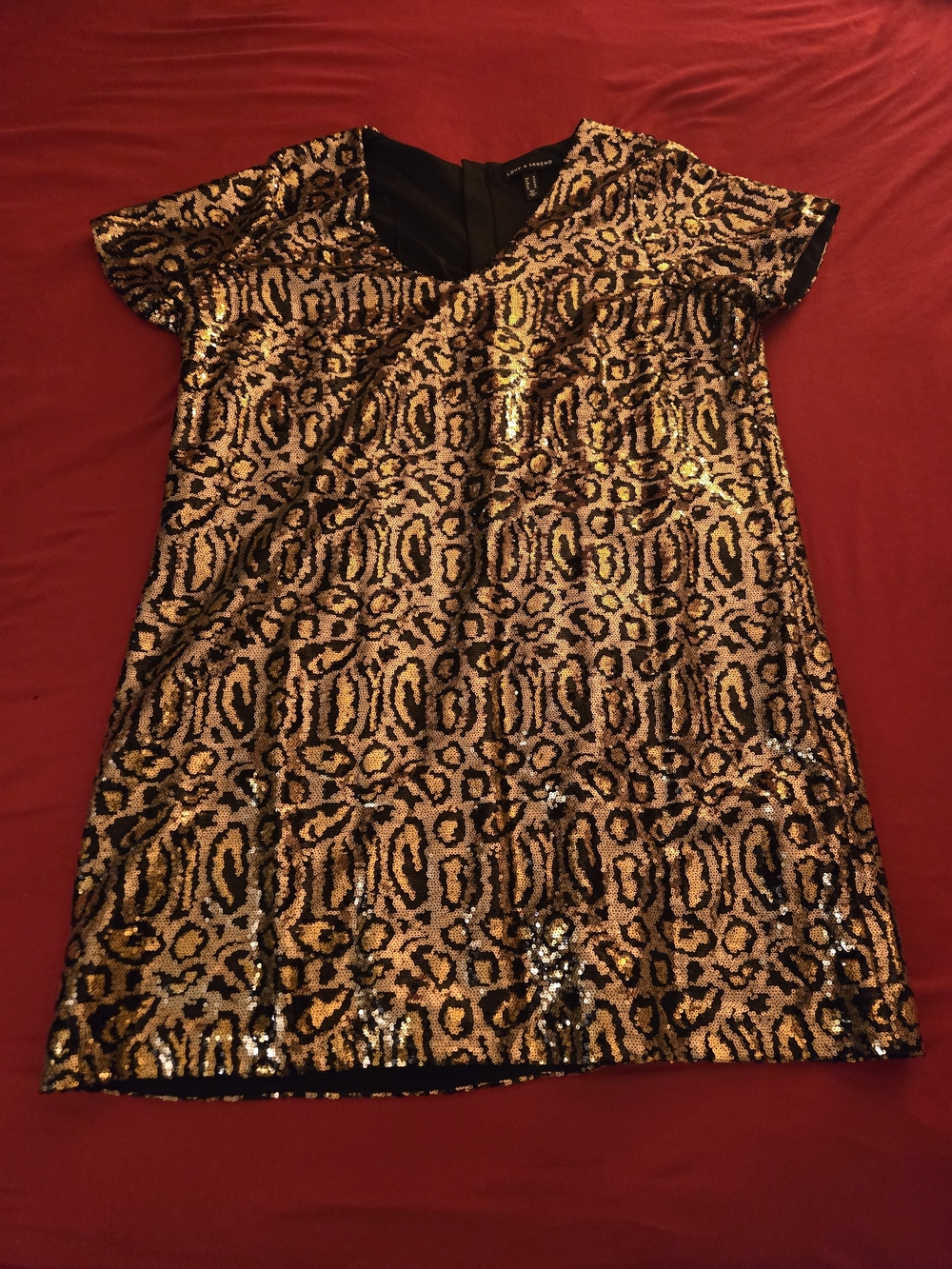 Addition Elle Gold and Black Sequin Leopard Mini Dress